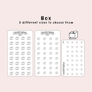 Caixa - adesivos com ícones desenhados à mão para seu planejador de papel