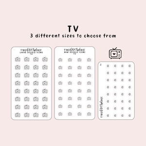 TV - hand drawn icon stickers for your paper planner