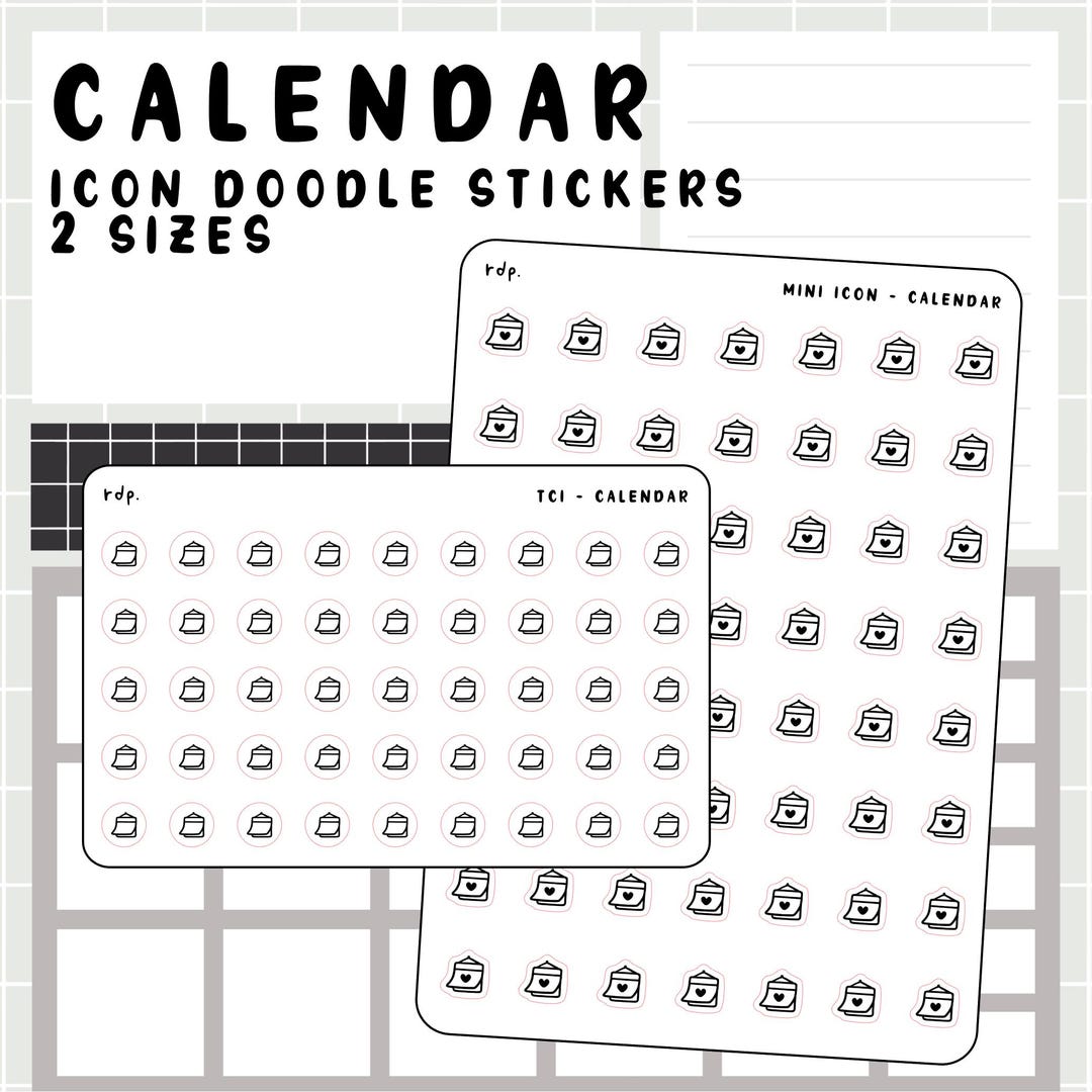 Calendar - Hand Drawn Icon Stickers for Your Paper Planner - Etsy