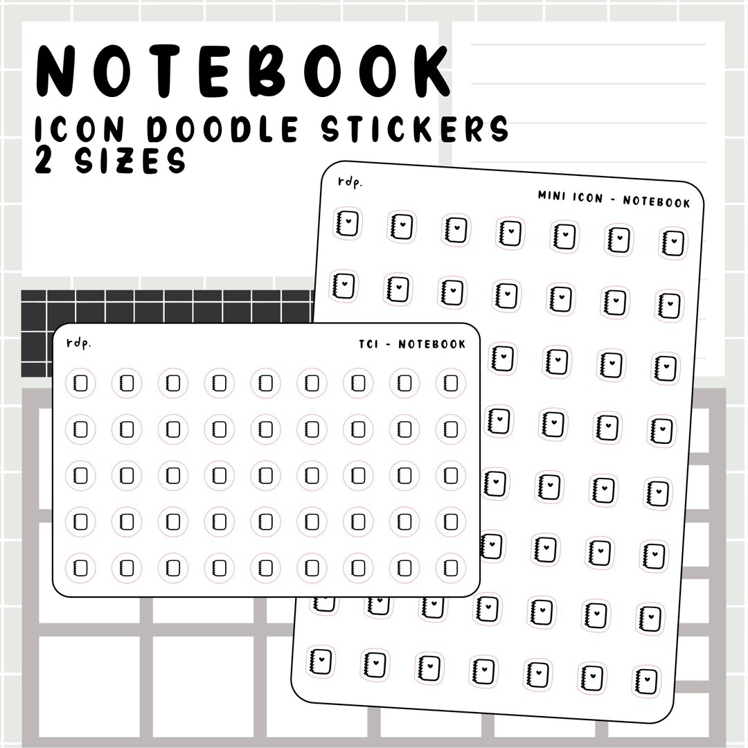 Notebook - Hand Drawn Icon Stickers for Your Paper Planner - Etsy
