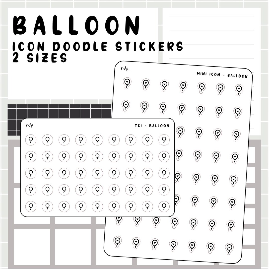 Balloon - Hand Drawn Icon Stickers for Your Paper Planner - Etsy