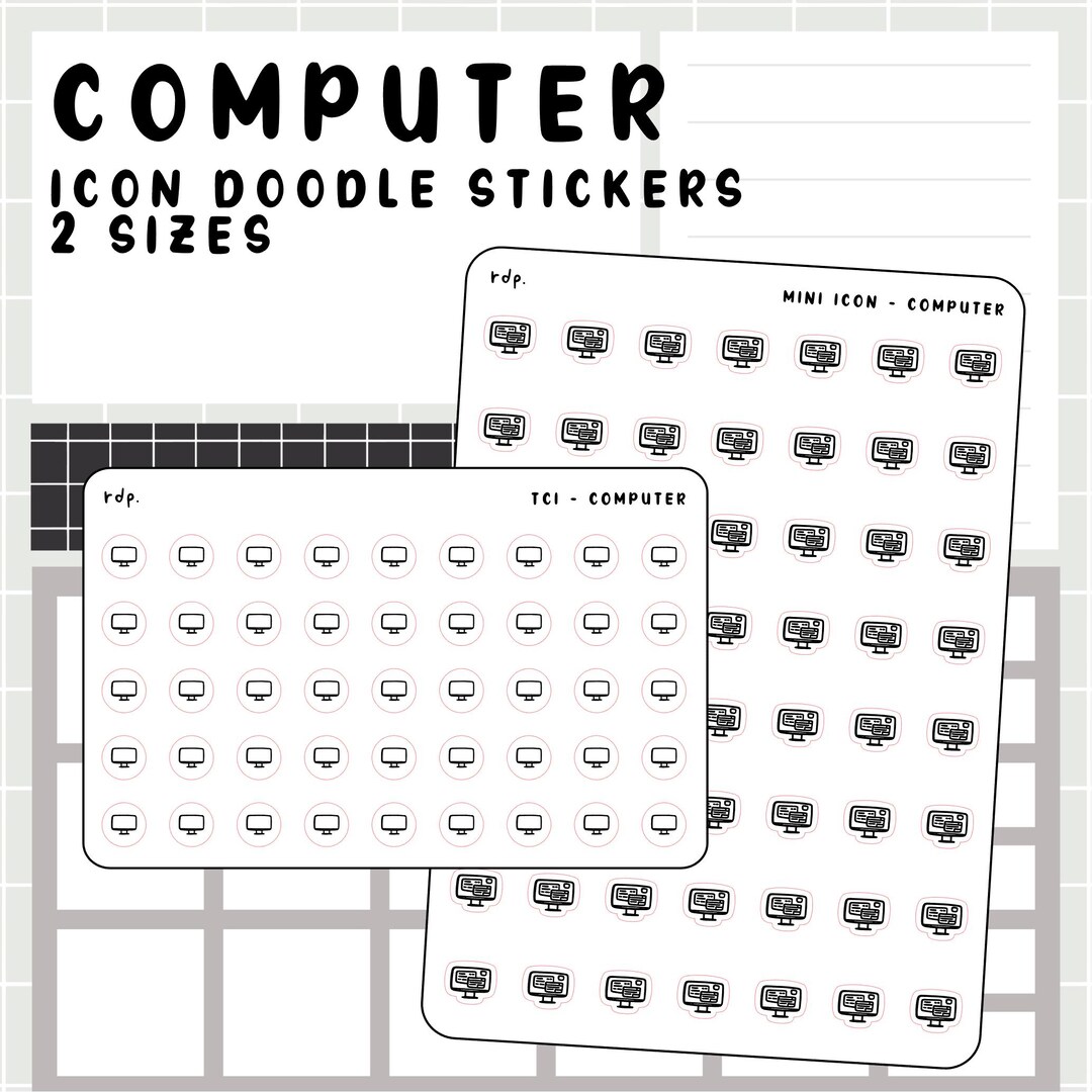 Computer - Hand Drawn Icon Stickers for Your Paper Planner - Etsy