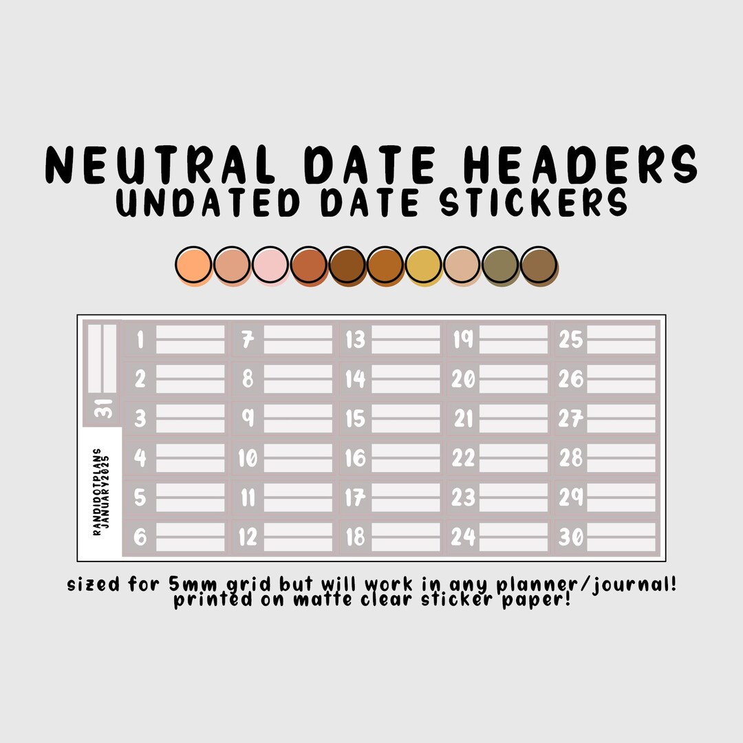 Undated Date Headers - Neutral Liners - Etsy