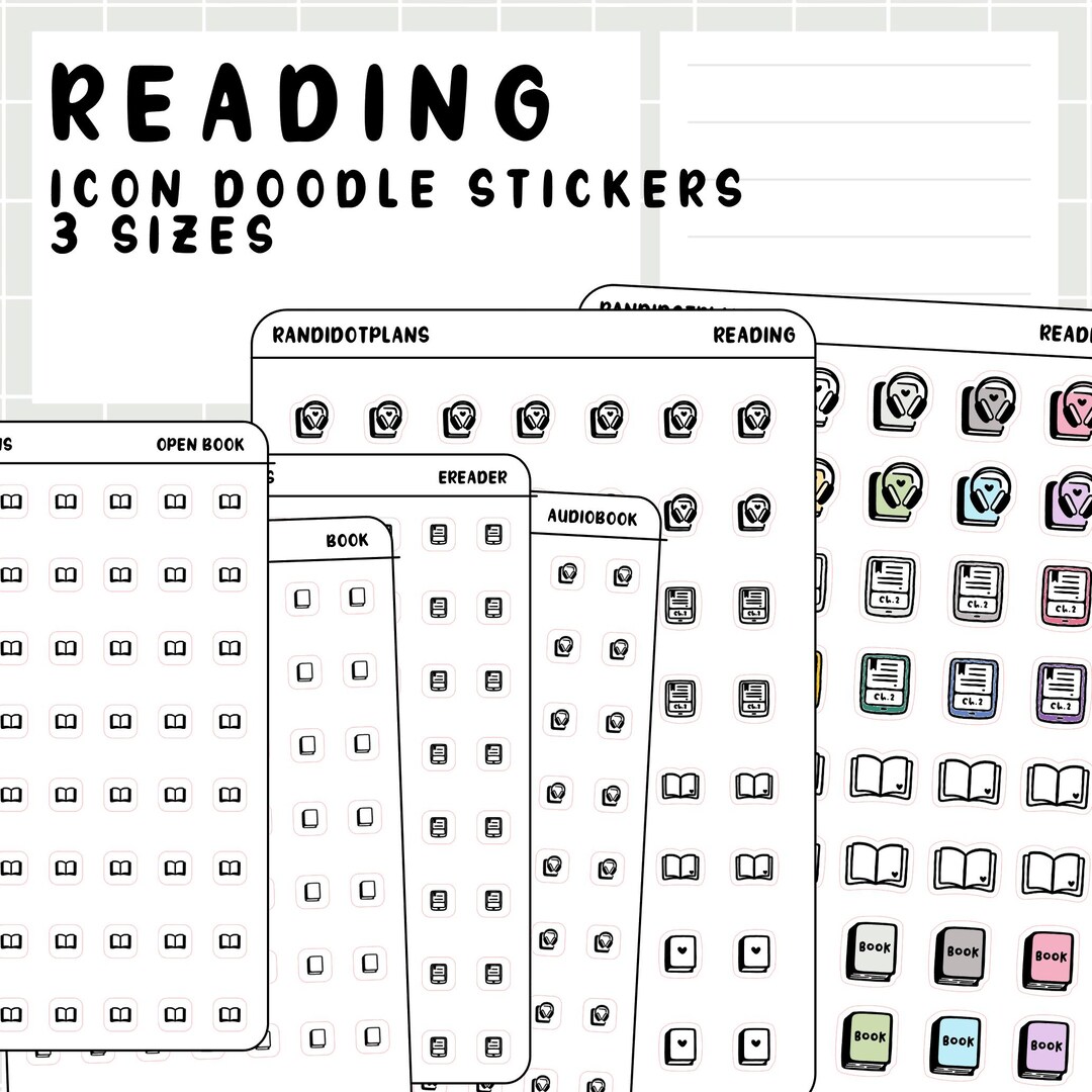 Reading - Hand Drawn Icon Stickers for Your Paper Planner - Etsy