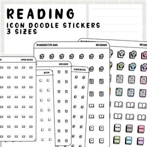 Lectura: pegatinas con iconos dibujados a mano para tu agenda de papel