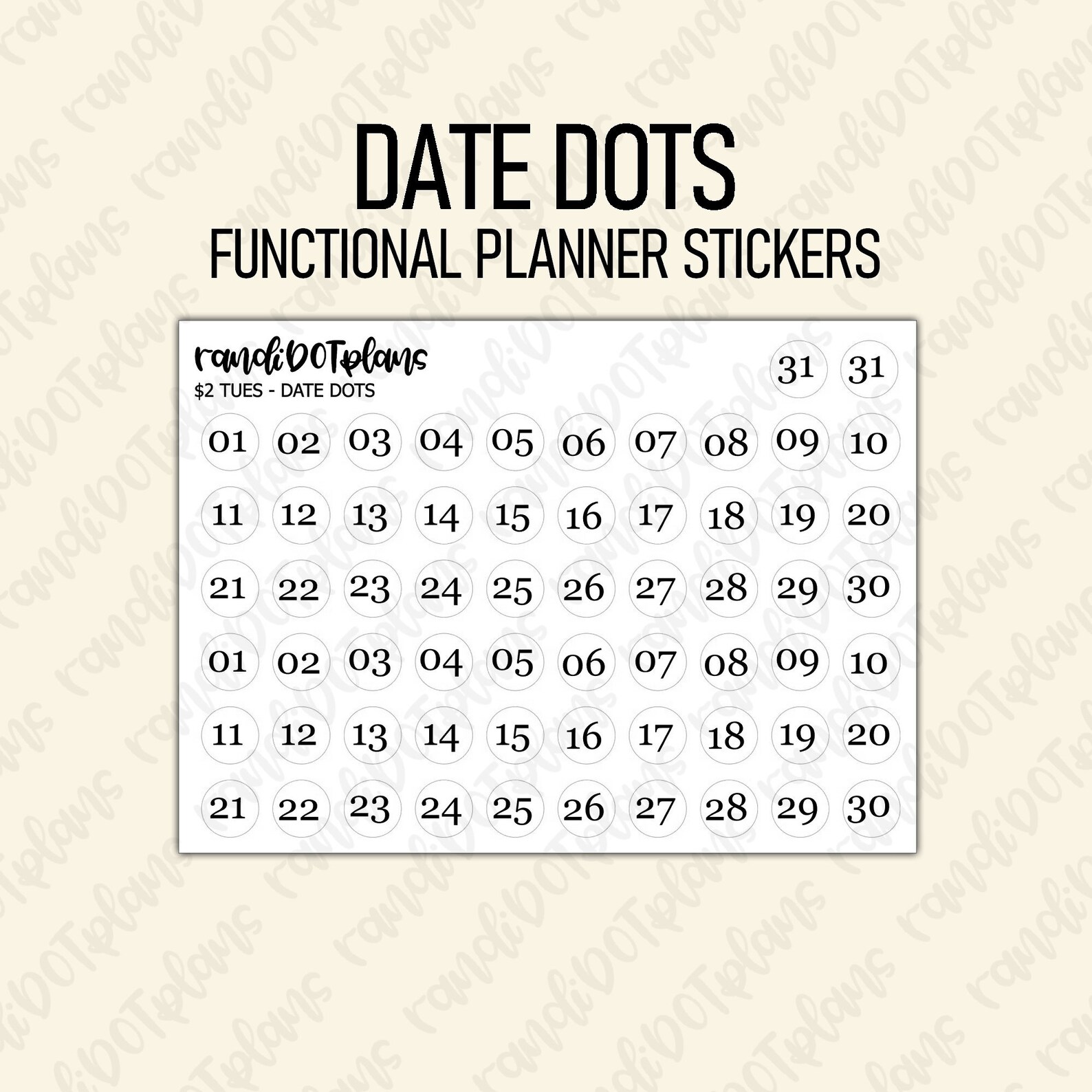 Date dots planner stickers | Etsy