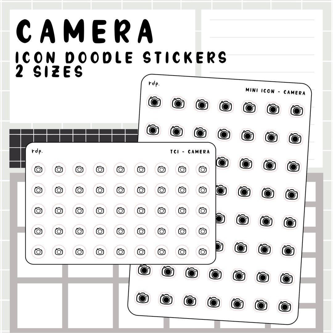 Camera Icon Decorating Paper Camera - Hand Drawn Icon Stickers for Your Paper Planner - Etsy