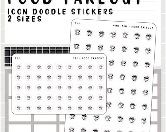 Food Takeout - hand drawn icon stickers for your paper planner
