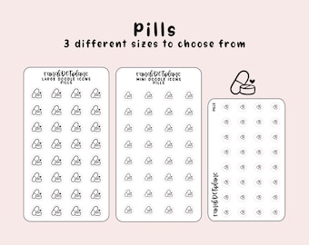 Pills - hand drawn icon stickers for your paper planner