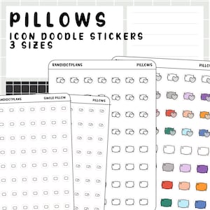 Almohadas: pegatinas con iconos dibujados a mano para tu agenda de papel