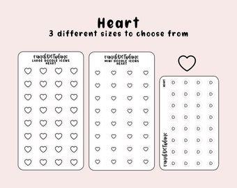 Heart - hand drawn icon stickers for your paper planner