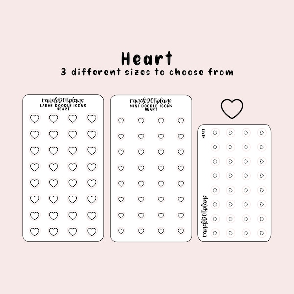 Heart - hand drawn icon stickers for your paper planner