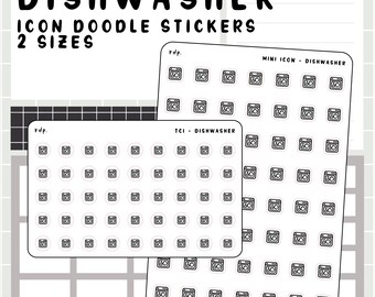 Dishwasher - hand drawn icon stickers for your paper planner