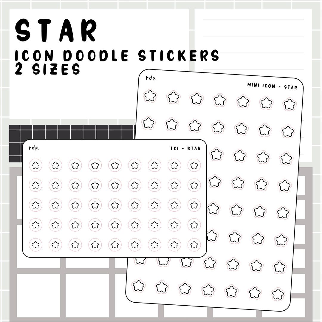 Star - Hand Drawn Icon Stickers for Your Paper Planner - Etsy