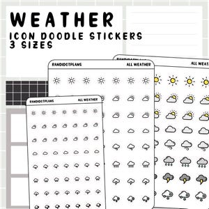Clima - adesivos com ícones desenhados à mão para seu planejador de papel
