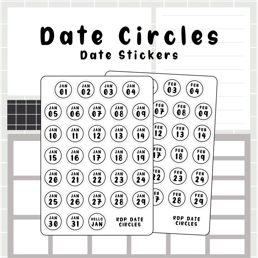 Date Circles - Date Stickers - Etsy