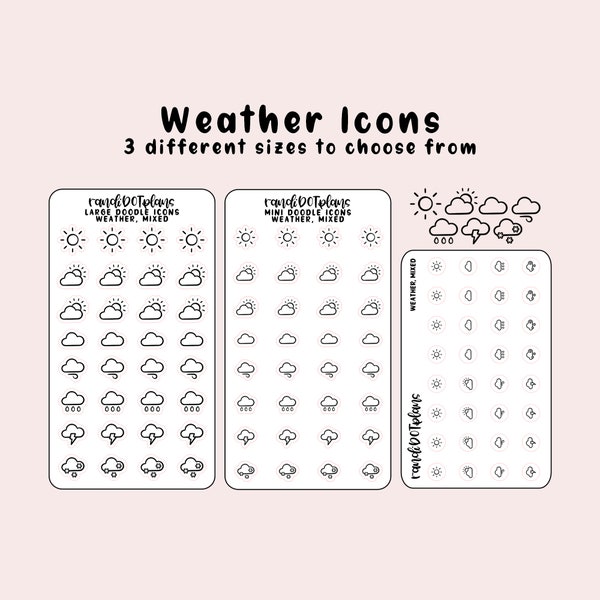 Weather - hand drawn icon stickers for your paper planner