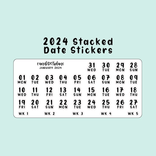 2024 Stacked Date Stickers