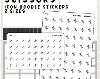 Scissors - hand drawn icon stickers for your paper planner