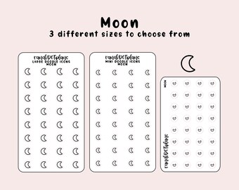 Moon - hand drawn icon stickers for your paper planner