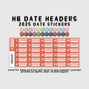 Cabeçalhos de data de 2025 - Cores Hobonichi
