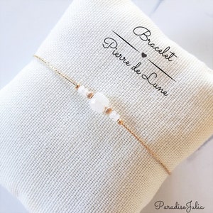 Fine bracelet with natural Moonstone, gold Filled 14k personalized gift idea - lithotherapy bracelet - delicate women's gift
