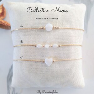 June Birthstone bracelet - Natural mother-of-pearl - personalized bracelet - gift idea for women - lithotherapy bracelet - pearls