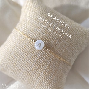 Bracelet Initiale en nacre • Bracelet Alphabet • Bracelet personnalisé • Bijoux à lettre & Initiale • or gold filled • cadeau saint valentin