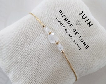 Bracelet Pierre de Naissance du mois de Juin, Pierre de Lune naturelle ,  gold filled,bracelet personnalisé, idée cadeau femme,