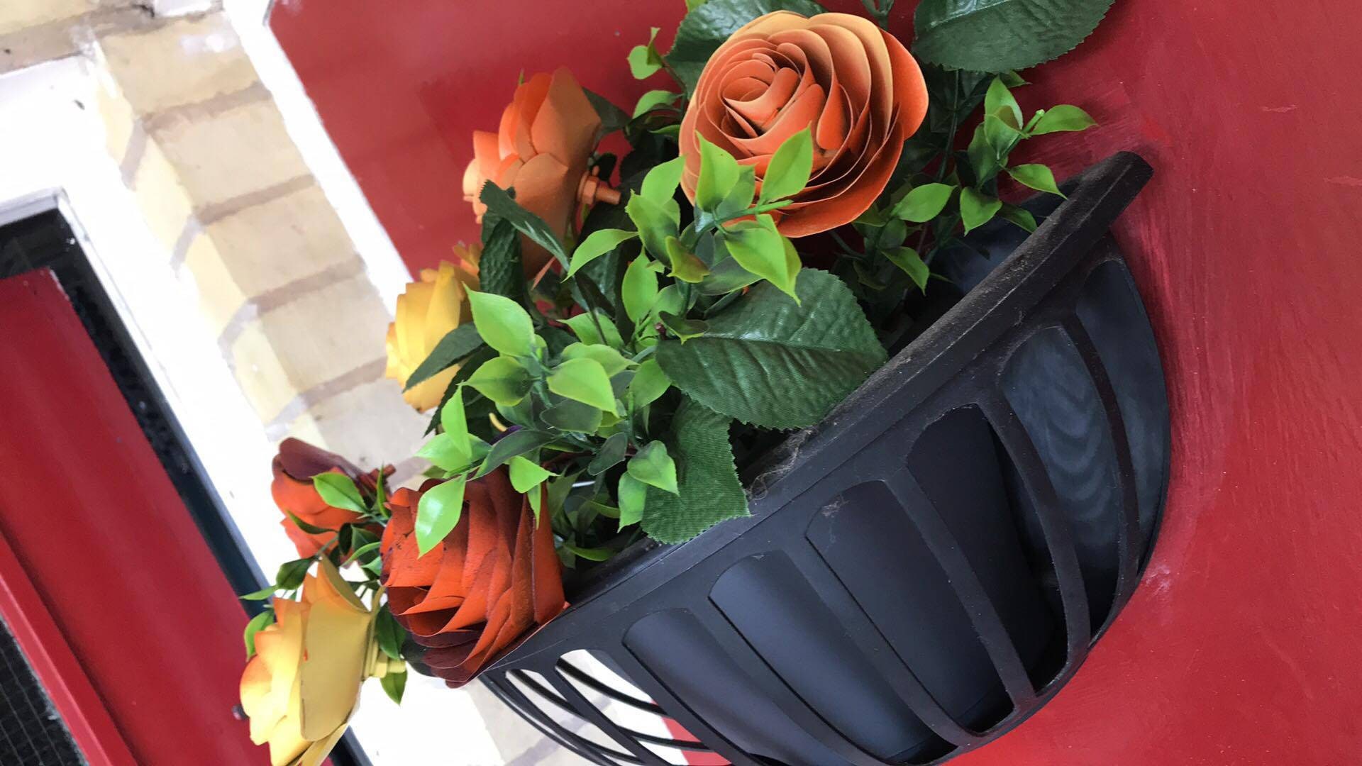 Half Round Wall Basket With 6 Roses Etsy