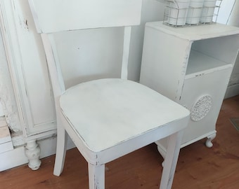 Silla vintage en color blanco shabby chic, silla de cocina