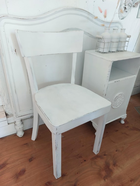 Vintage Stuhl in weiß shabby chic, Küchenstuhl