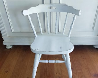 Silla vintage de Francia en estilo shabby chic, silla de peldaño, silla de bistró vintage, silla de cocina