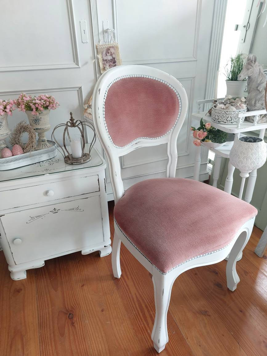 Elegant Louis Philippe Chair Shabby Chic Chair Upholstered