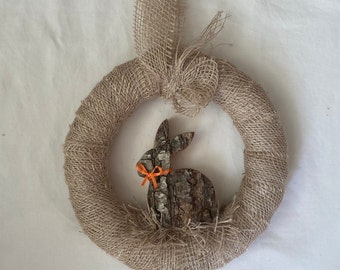 Wreath Door Wreath Jute Wooden Bunny Easter Bunny Waldorf Art Natural