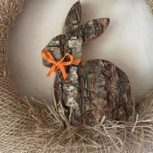 Wreath Door Wreath Jute Wooden Bunny Easter Bunny Waldorf Art Natural image 4