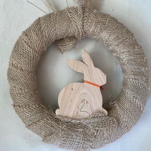 Wreath Door Wreath Jute Wooden Bunny Easter Bunny Waldorf Art Natural image 2