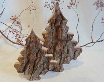 Bark tree set, little tree, natural wood, fir tree, Christmas tree, Christmas decoration, autumn decoration