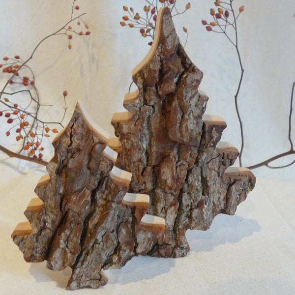 Rindenbaum Set Bäumchen Naturholz Tanne Tannenbaum Weihnachtsbaum Weihnachtsdeko Herbstdeko