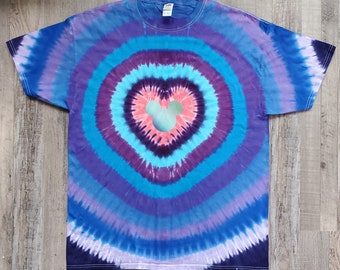 Holographic Graphic Heart Tie Dye Mickey Silhouette