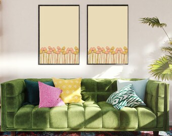 Retro Mushroom Wall Art: Vintage Style Illustration (Digital Download)