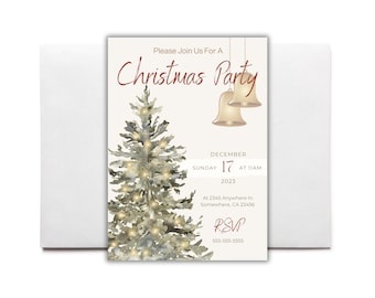 Editable Christmas Party Invitation Template: Canva Digital Download