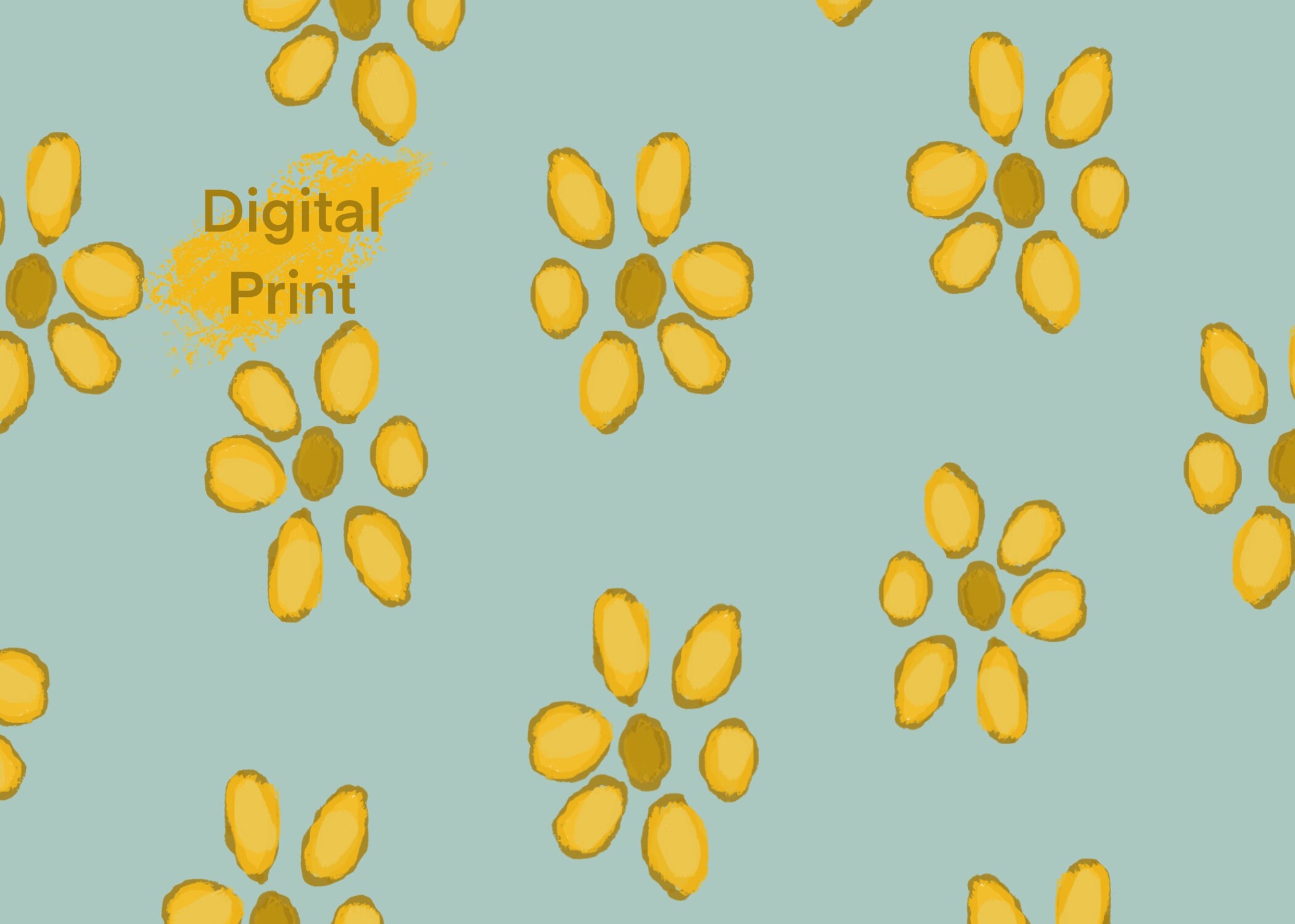 Floral Art Print: Yellow Flower Pattern, Summer Decor (Digital Print)