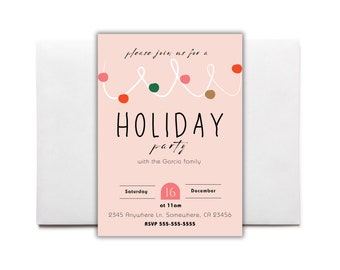 Editable Holiday Party Invitation Template: Canva Digital Download