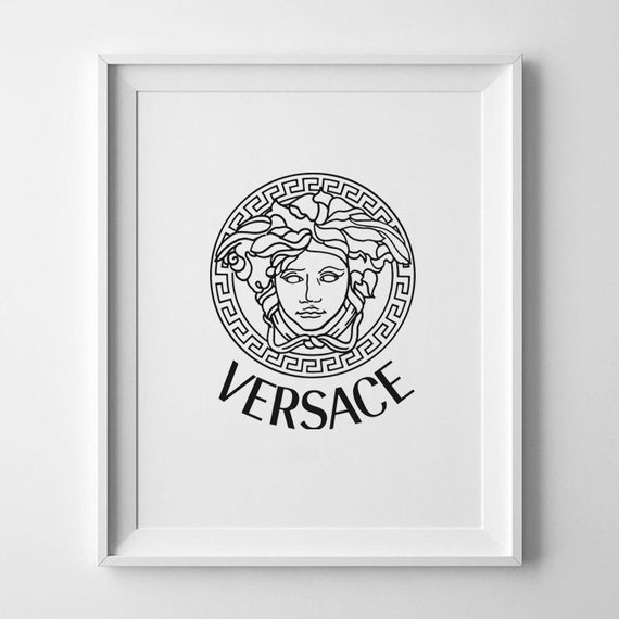 Black And White Versace Print Wall Art Poster Decor Wall Etsy