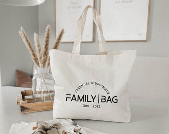 Family Bag Personalized / Shopping Bag Family / Gift for Birth / Mommy Bag / Beige