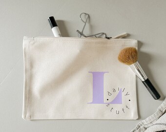 Cosmetic bag personalized / initials / gift maid of honor / mum / girlfriend / neon