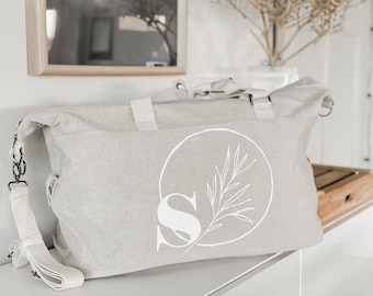 Weekender / Personalized Beige Travel Bag / Baby Gift / Family Bag