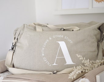 Personalized hospital bag / travel bag / gift for newborns / baby shower, beige