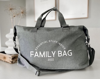 Hospital Bag Personalized grey / Family Bag Name / Gift for birth / Mommy Bag / grey